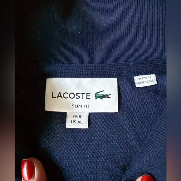 Men’s Lacoste slim fit polo size XL navy - Picture 2 of 2